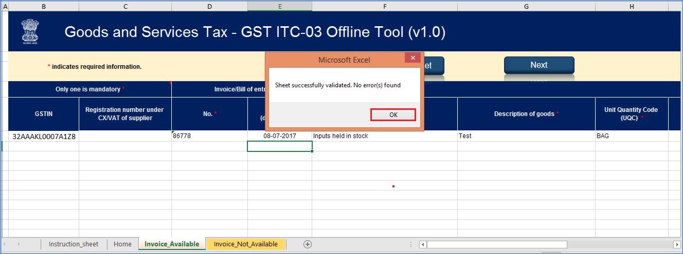 Step 7- Offline Filing of Form GST ITC-03