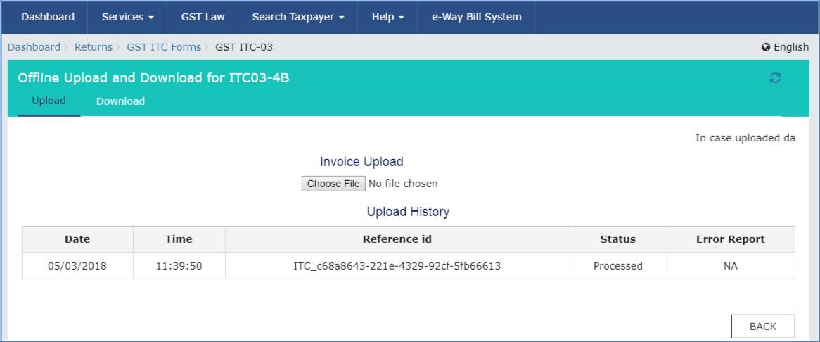 Step 8- Offline Filing of Form GST ITC-03