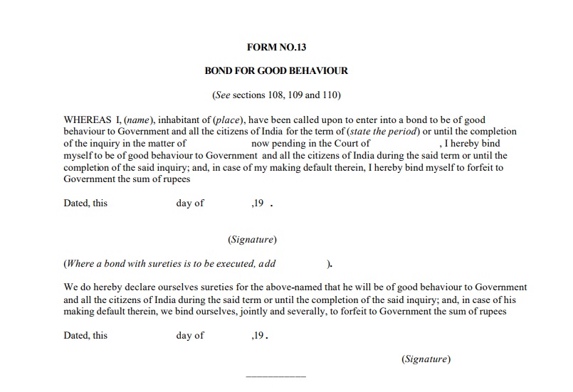 Bond of Good Behaviour- CRPC