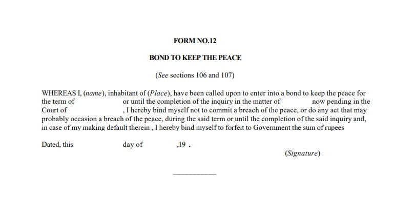 Bond to Keep Peace- CRPC