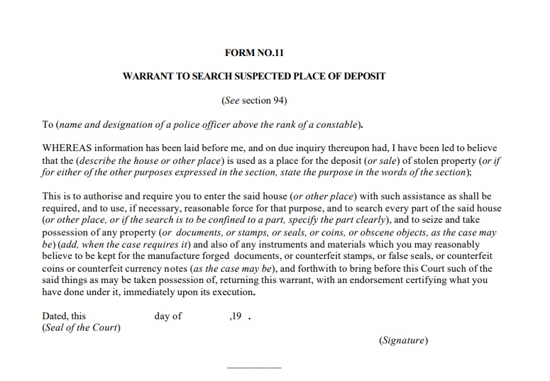 Search Warrant- CRPC