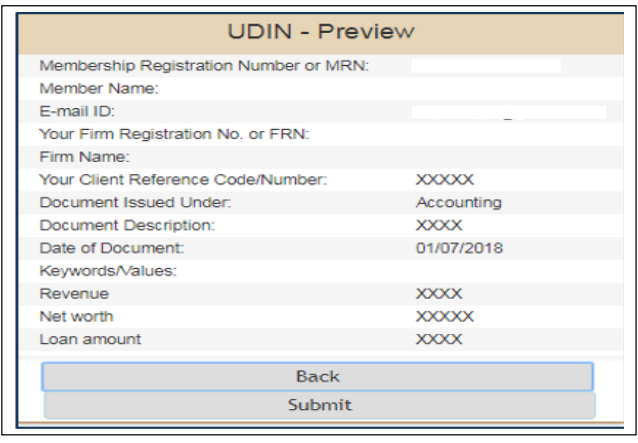 Submission of Details