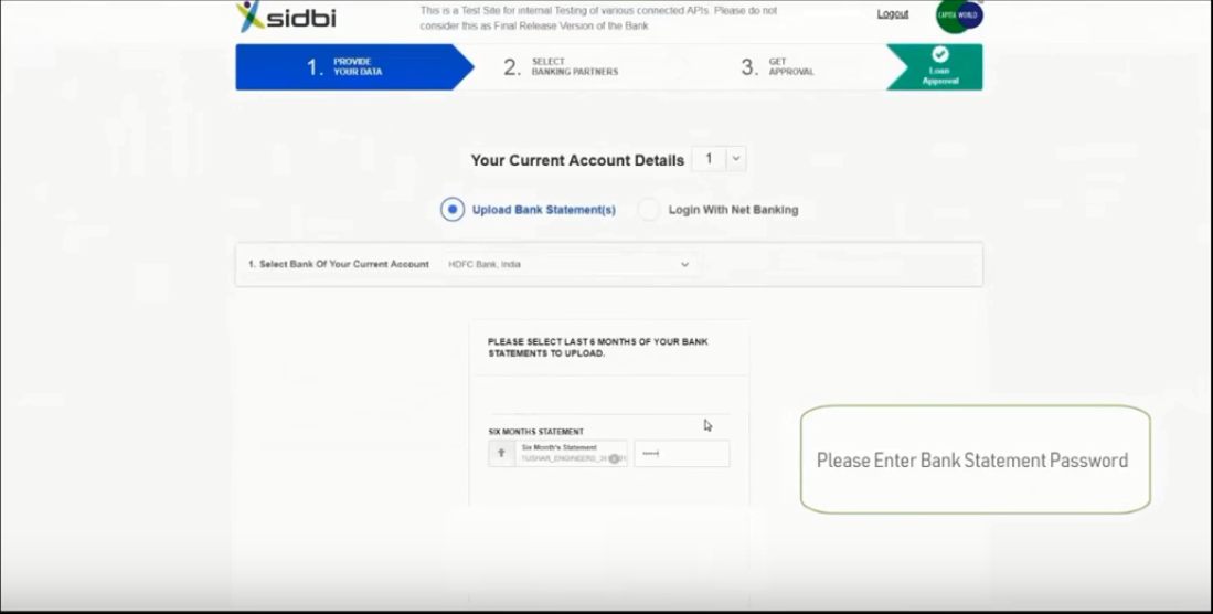Upload Bank statements