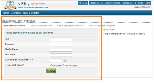 Step 7- Income Tax e-Filing Registration
