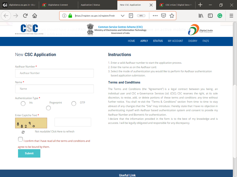 Step 1: Step 1: Digital Seva Common Services Centers
