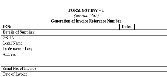 Form GST INV 1 - Part A