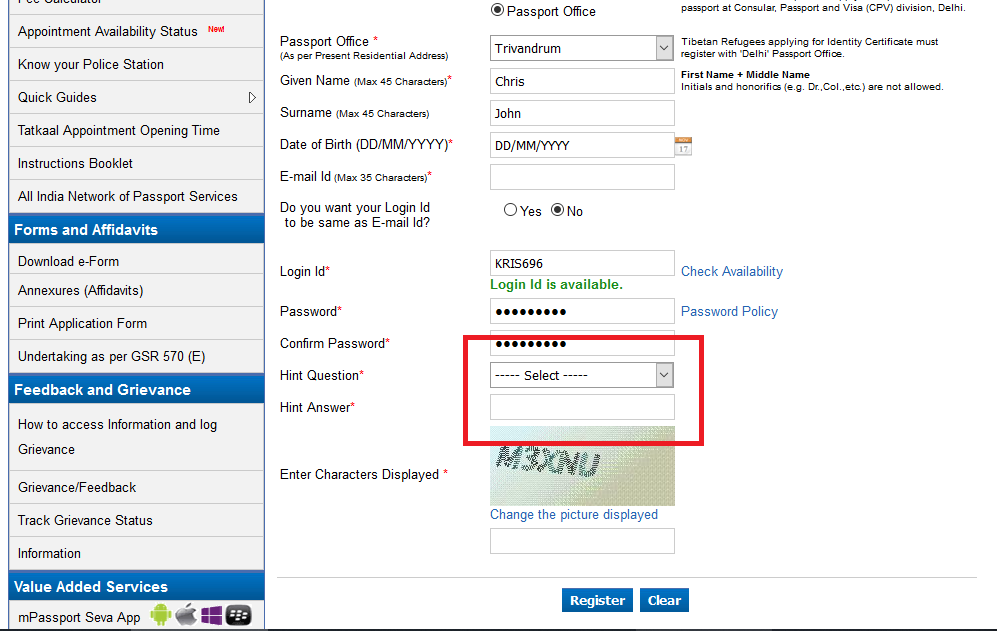 Step 8 - Passport Seva