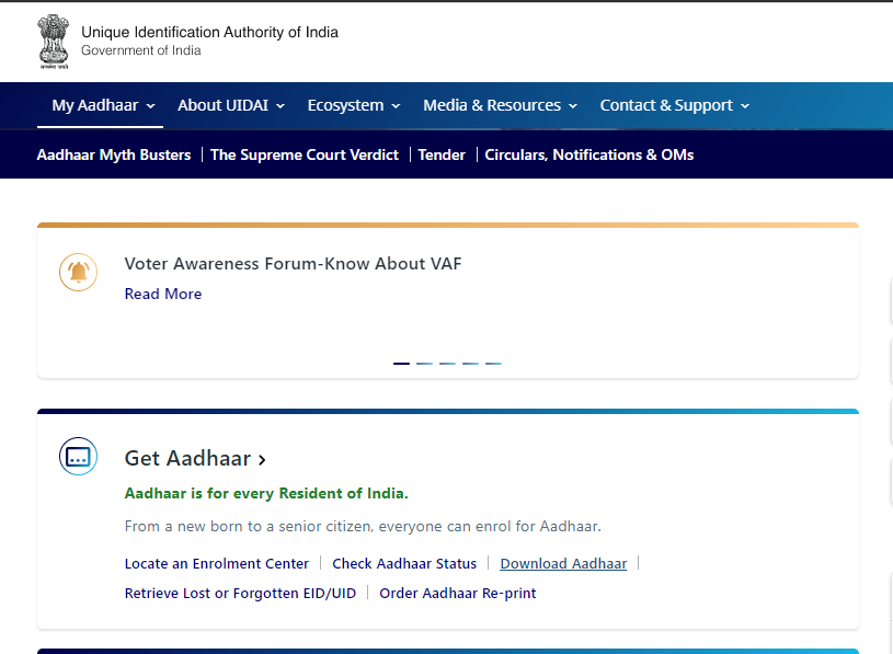e-Aadhar download