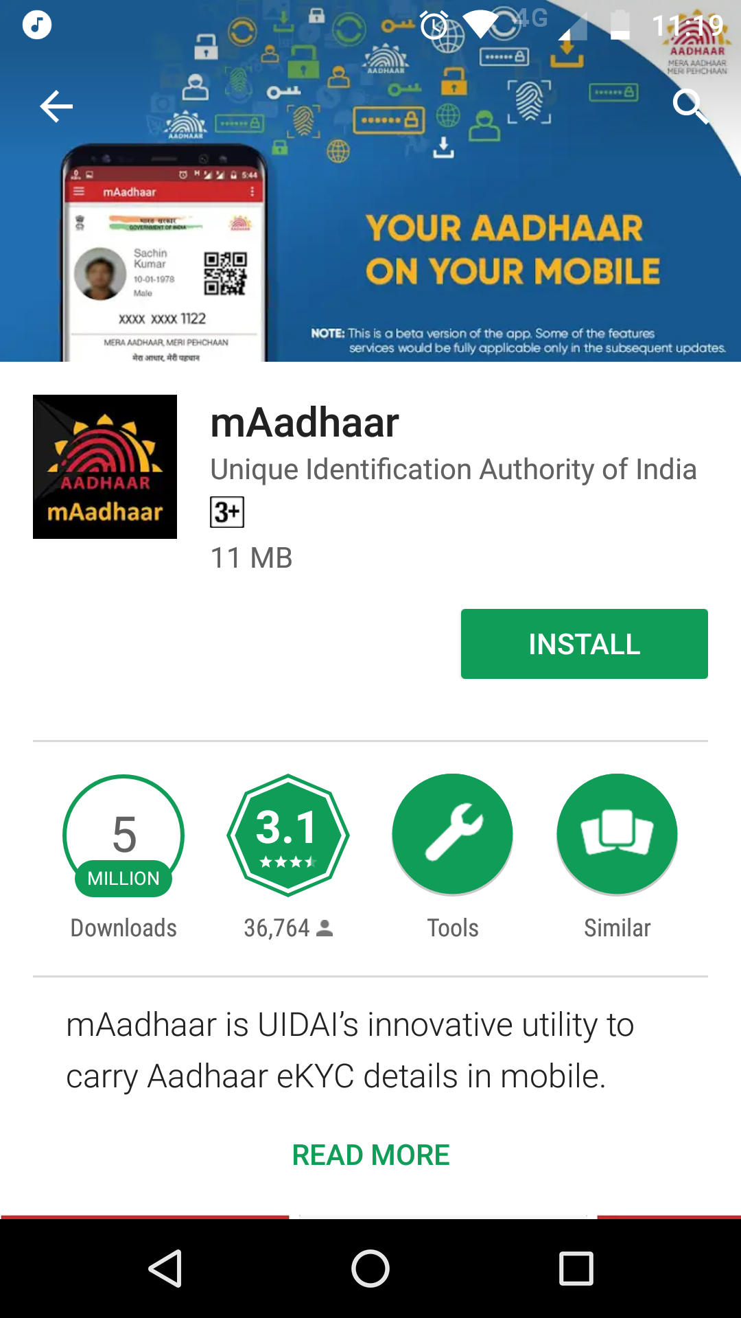 mAadhaar installation