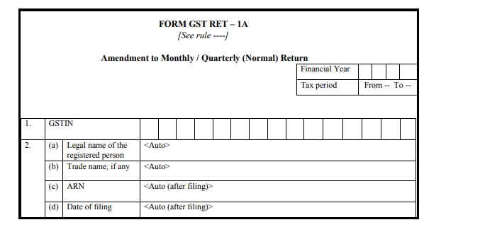Form GST RET-1 - Form GST RET-1A