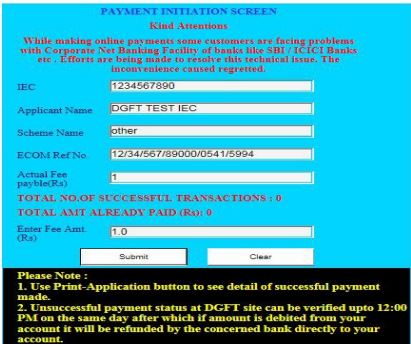 Application for Free Sale and Commerce Certificate - EMPS Payment Page