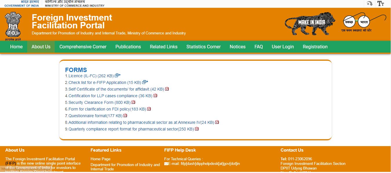 Consolidated FDI Policy - FIFP Application