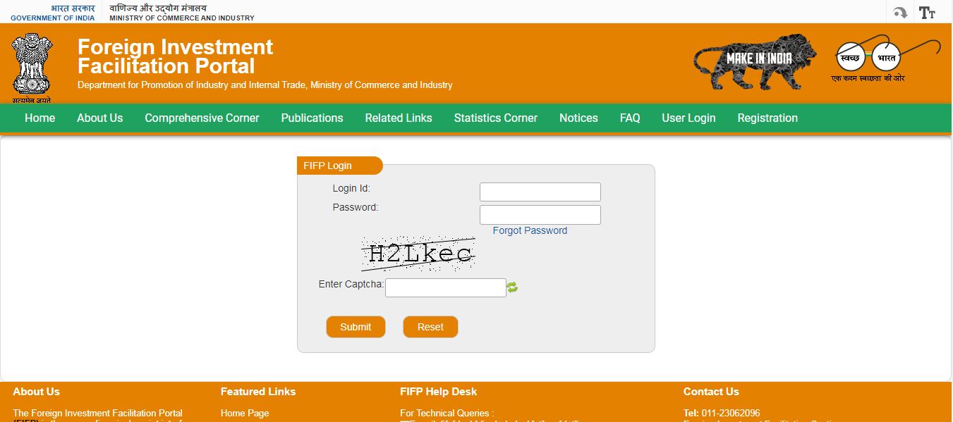 Consolidated FDI Policy - FIFP User Login