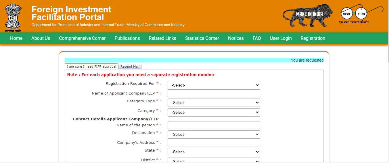 Consolidated FDI Policy - FIFP User REGISTRATION