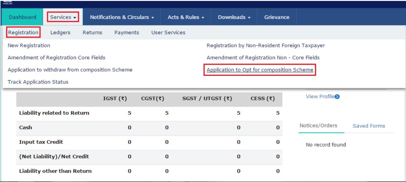 Opting-in for Composition Scheme for the Financial year 2021-2022 - Application1