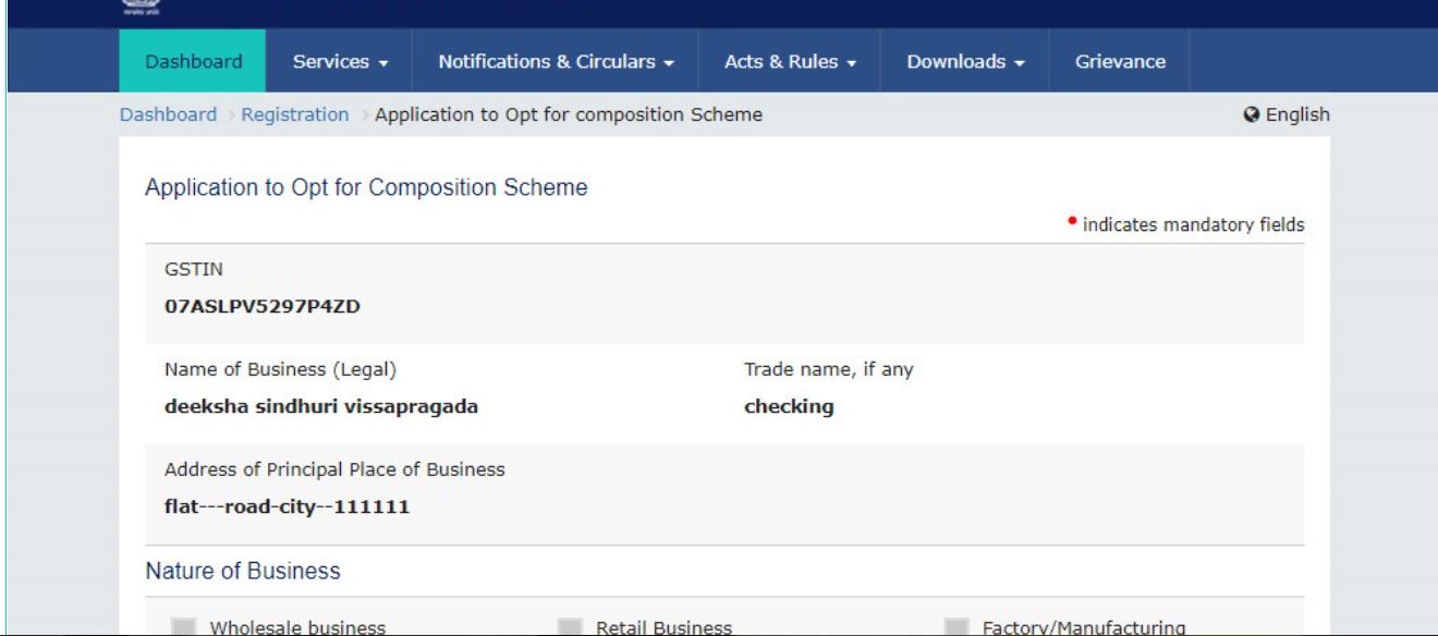 Opting-in for Composition Scheme for the Financial year 2021-2022 - Application2