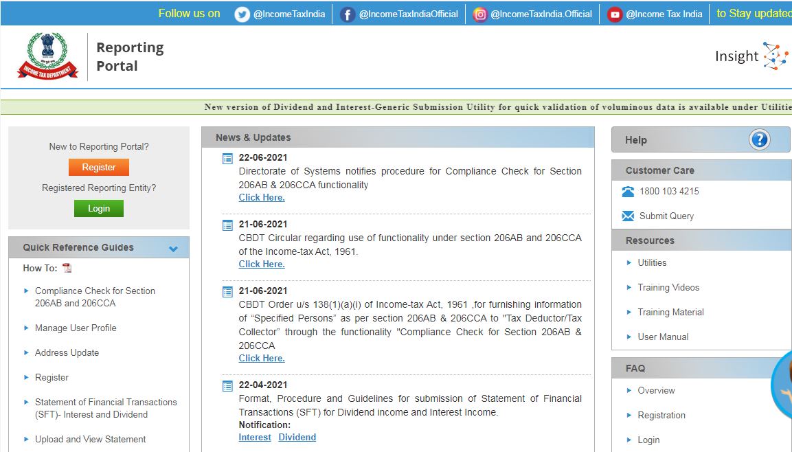 Compliance Check Functionality for Section 206AB 206CCA Reporting Portal