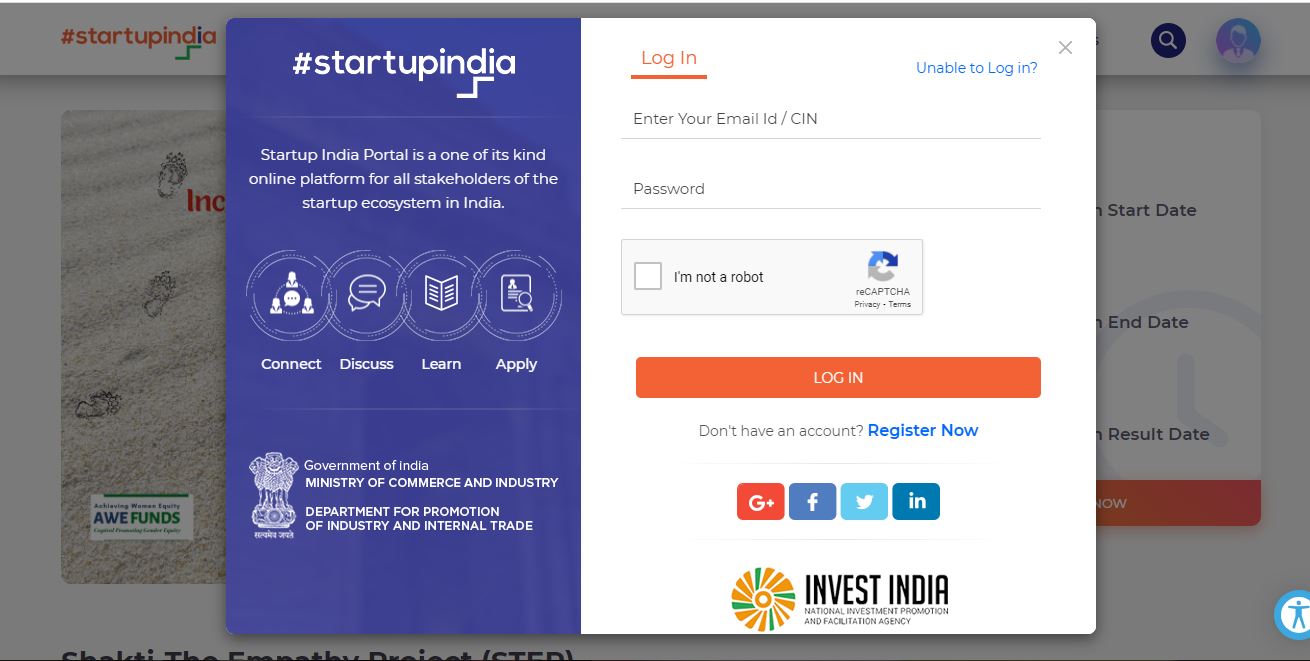 StartupXY Incubation Program for Technology Startups- Login