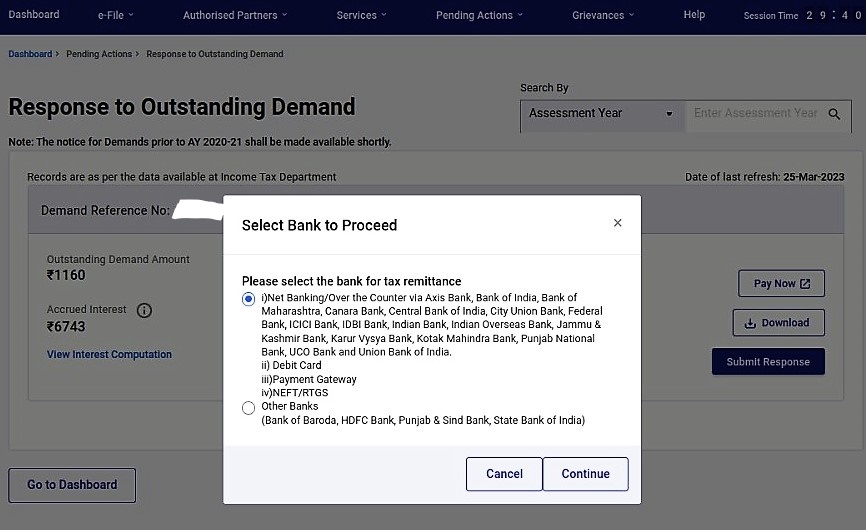 Select your Bank option and click on ‘Continue’